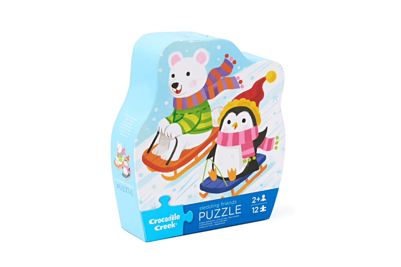 Crocodile Creek Sledding Friends (12 Piece Mini Puzzle) Crocodile Creek Christmas Puzzles