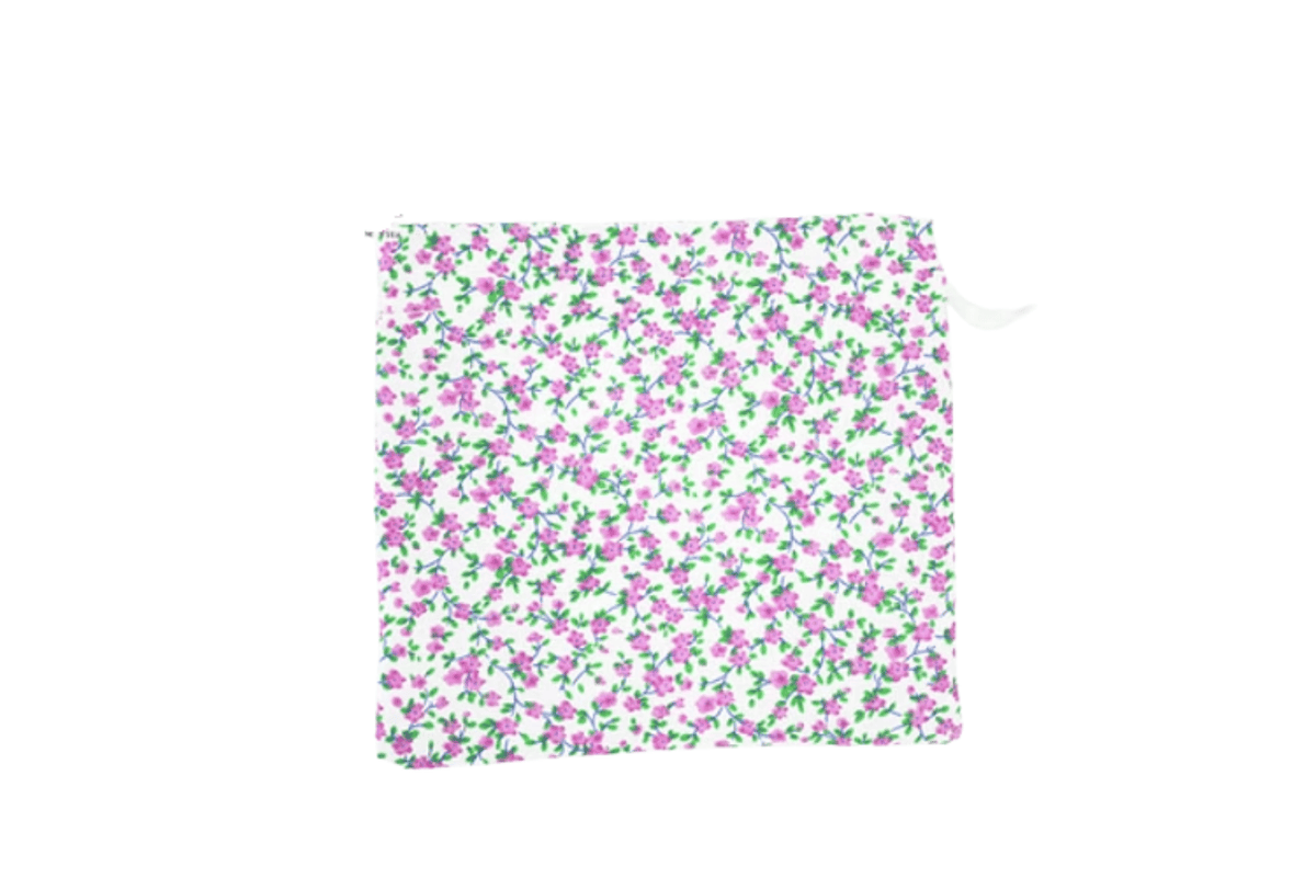 Adena Montessori White with Purple Flowers Montessori Stereognostic Bag