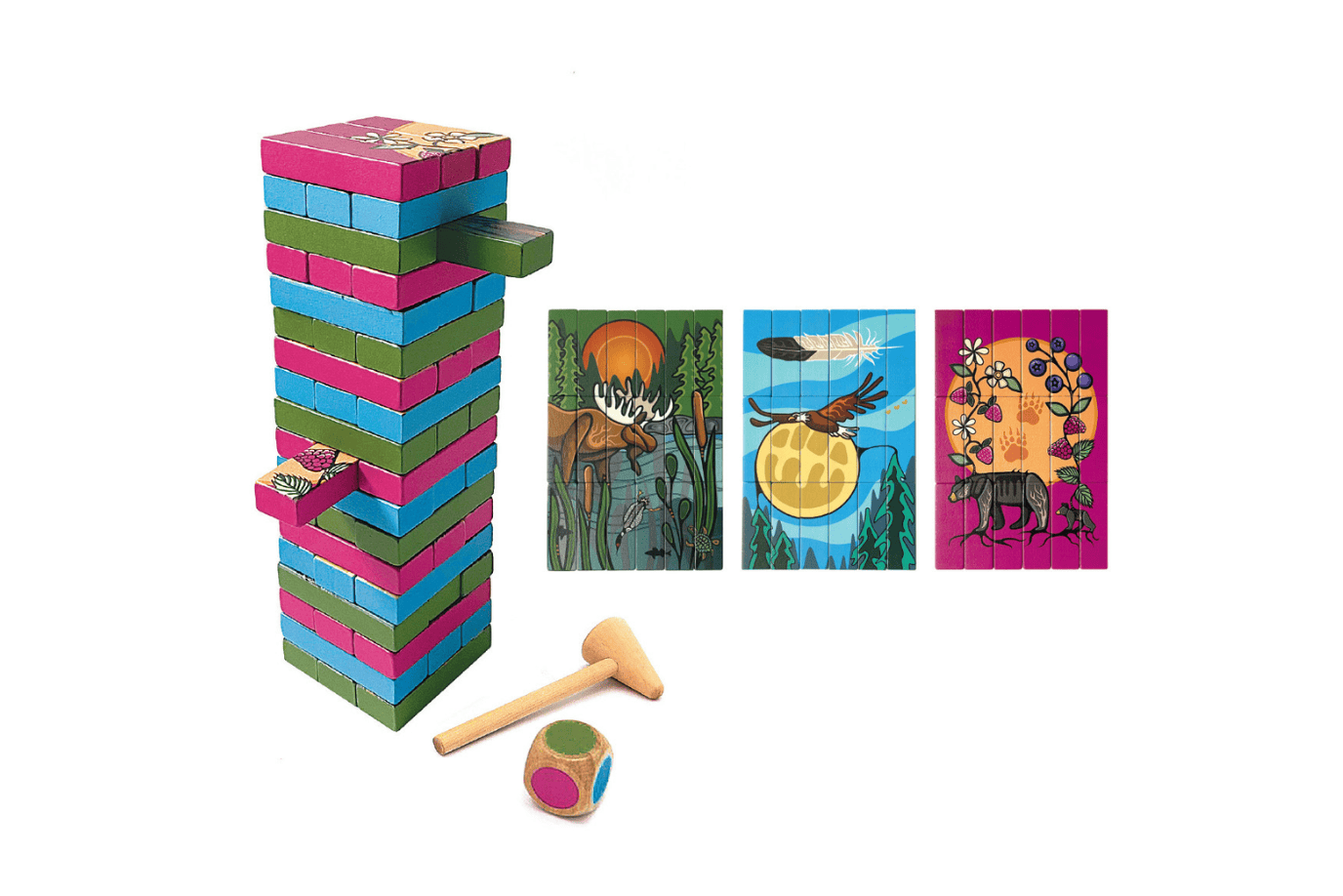 Native Northwest All My Relatives (Indinawemaaganidag) by Storm Angeconeb Multi-Game Wooden Blocks Set
