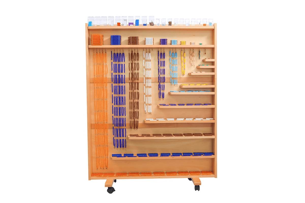 Adena Montessori Bead Materials WITH Bead Cabinet Bead Material (Cubes, Squares, Chains & Labels) & Cabinet