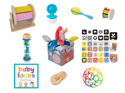 The Play Kits by Lovevery, Lovevery, Montessori toy subscription, buy Lovevery item individually, Lovevery Canada, Lovevery in store, The Looker Play Kit, 0 - 12 Weeks, The Senser Play Kit, 5 - 6 Months, The Charmer Play Kit, 3 - 4 Months,  The Montessori Room, Toronto, Ontario, Canada. 