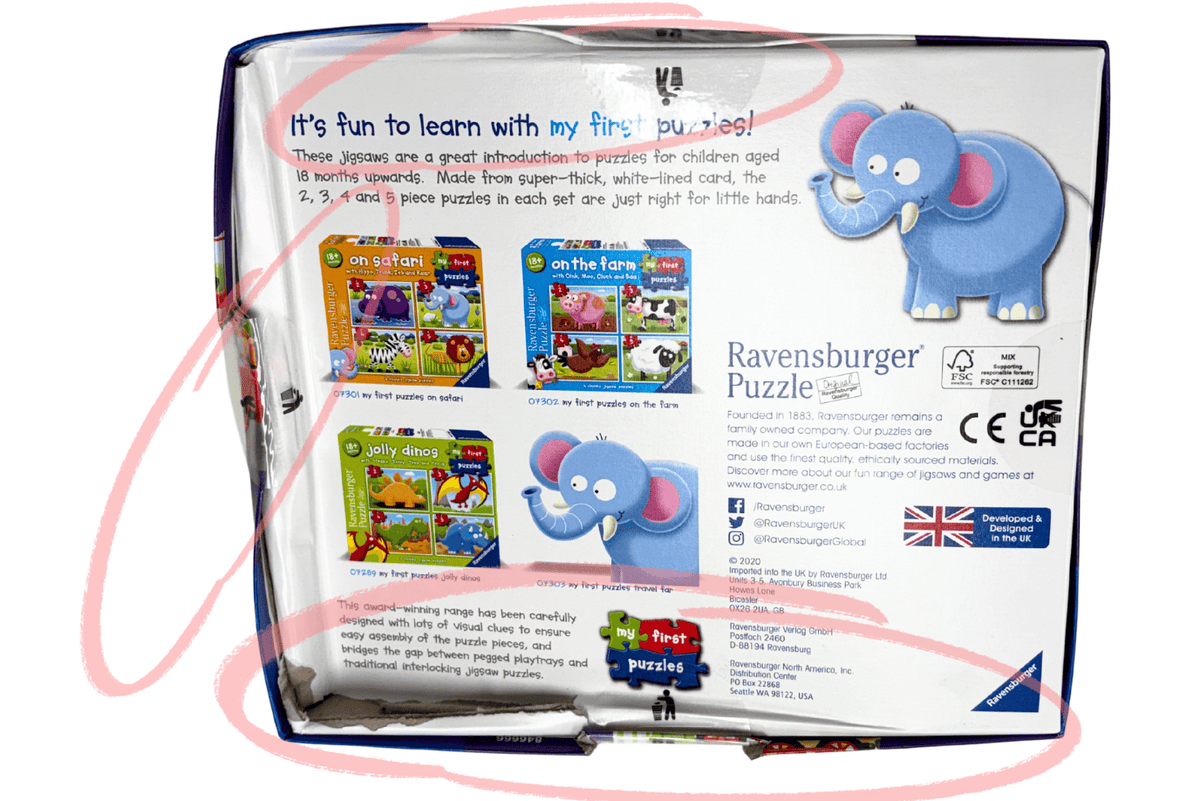 Tracy Stevenson Travel Far - 2, 3, 4, 5 pc Puzzles My First Puzzles by Ravensburger [ Travel Far] - Damaged Box - FINAL SALE