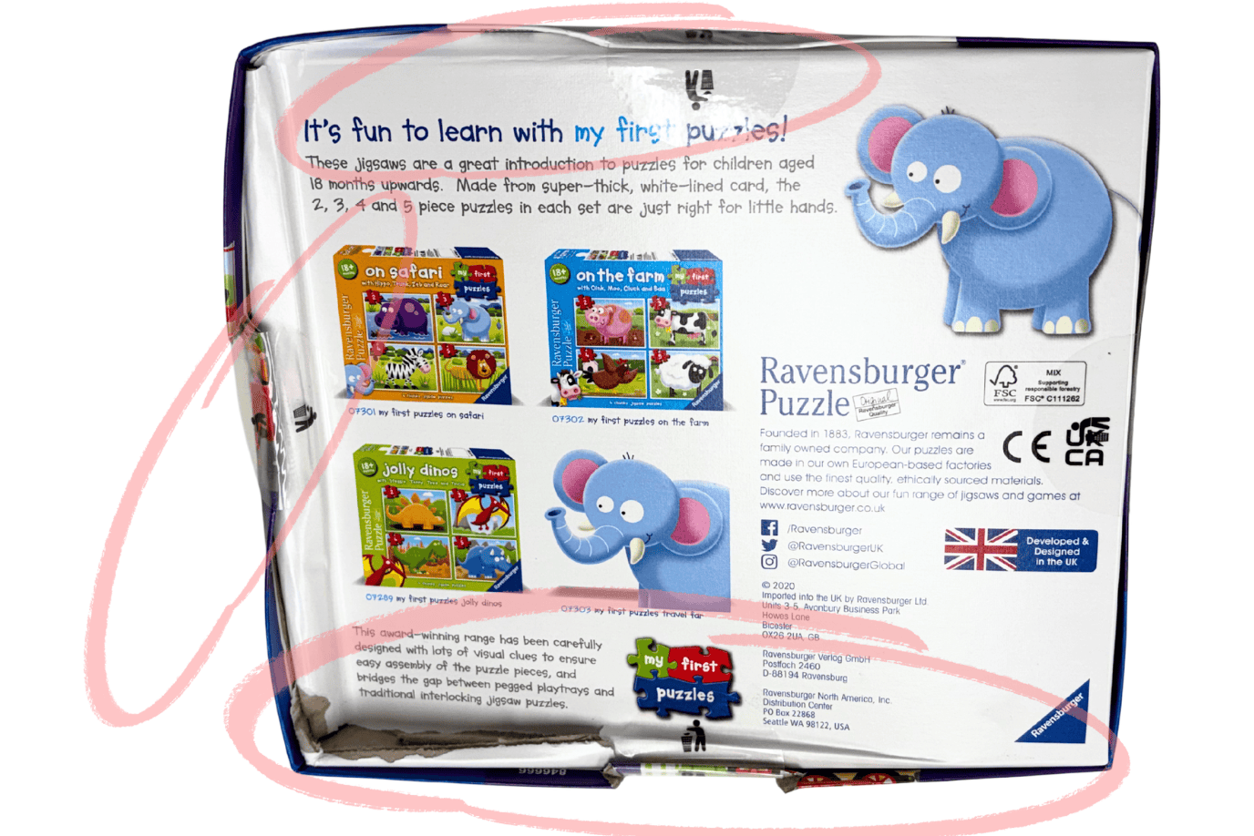 Tracy Stevenson Travel Far - 2, 3, 4, 5 pc Puzzles My First Puzzles by Ravensburger [ Travel Far] - Damaged Box - FINAL SALE