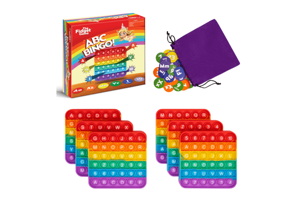 ABC BINGO! by the fidget company, the fidget company bingo game, letter bingo game, teach toddler letters, teach children letters, the fidget company toronto, the fidget company canada