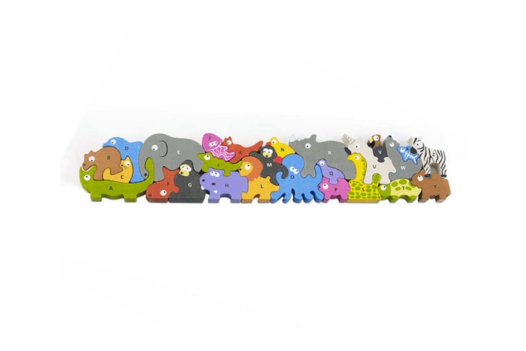 Animal Parade A to Z Puzzle - Jumbo, animal parade puzzle, large animal parade puzzle, alphabet puzzle, wooden animal figures for kids, animal puzzle for children, Toronto, Canada
