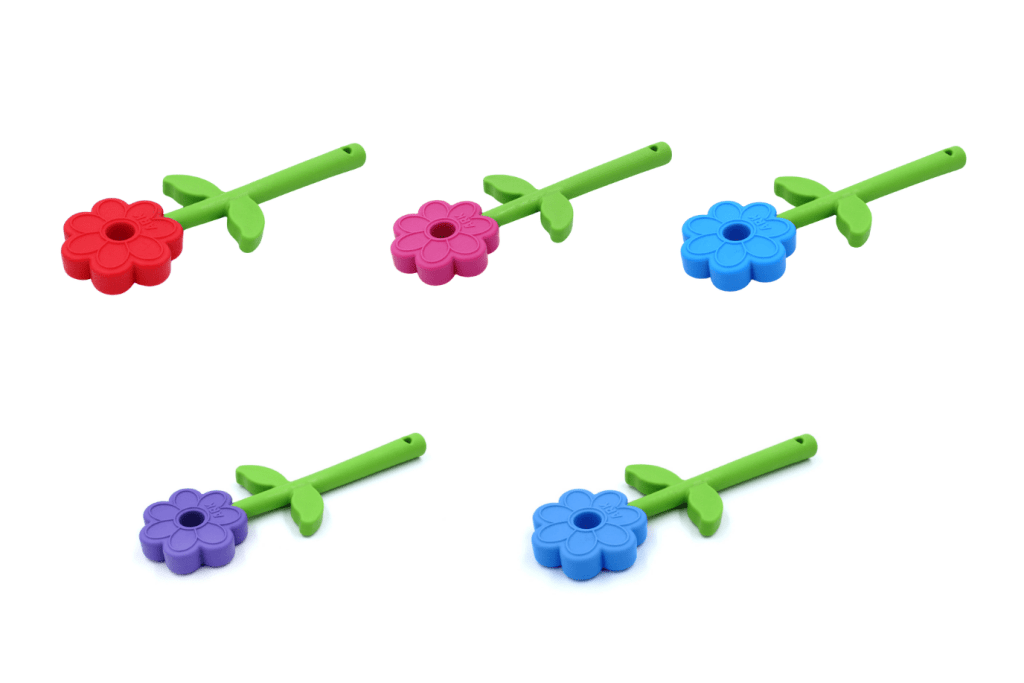 ARK's Flower Wand Chewy, various colours and toughness levels, oral fidget, self-regulation tools, oral motor therapy tools, Chewlery, 5 years and up, The Montessori Room, Toronto, Ontario, Canada.