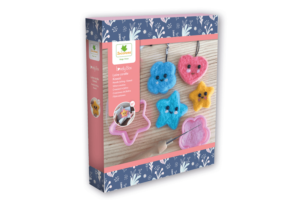 Lovely Box - Medium Felted Set Kawaii, Beginner Felting Kit, sewing kits for kids, sewing kits for children, sewing kits for little kids, my first sewing kits,, felting kits for kids, craft kids for kids, Toronto, Canada