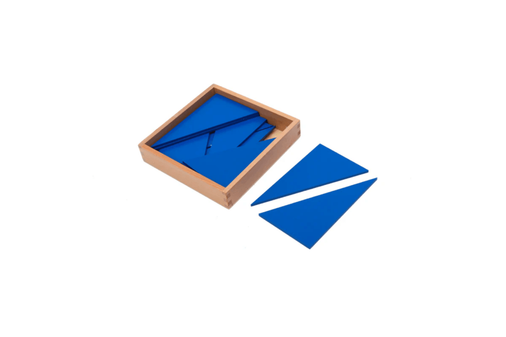 Blue Constructive Triangles, Montessori Casa Materials, Montessori Elementary Materials, budget-friendly Montessori materials, Montessori classroom packages, Montessori sensorial materials, The Montessori Room, Toronto, Ontario, Canada. 