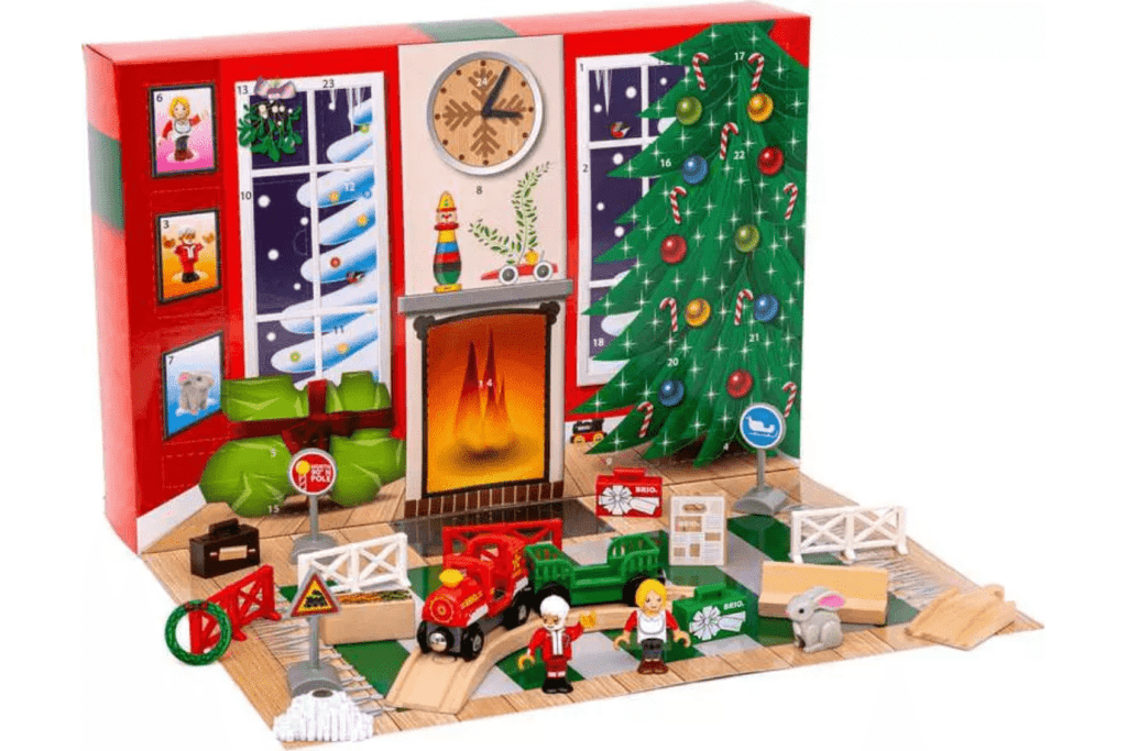 Brio Advent Calendar 2024, best advent calendars, advent calendars for little vehicle lovers, wooden train advent calendar, chocolate-free advent calendar, toy advent calendar, The Montessori Room, Toronto, Ontario, Canada. 