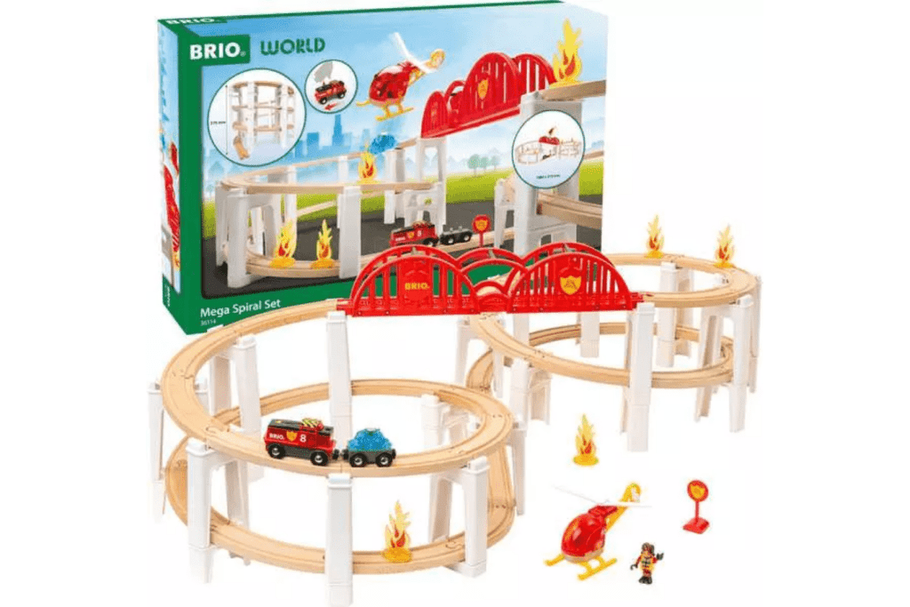 Brio Mega Spiral Set, Brio, Brio accessories, wooden train set, best wooden train set, high quality wooden train set, best gifts for kids, The Montessori Room, Toronto, Ontario, Canada. 