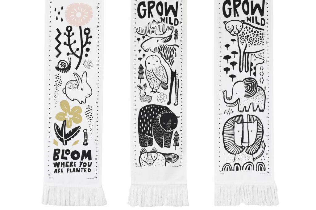 Wee Gallery Canvas Growth Charts, growth charts, fabric growth chart for kids, black and white growth chart, safari growth chart, woodland growth chart, Bloom Canvas Growth Chart, Nordic Canvas Growth Chart, Safari Canvas Growth Chart, Toronto, Canada