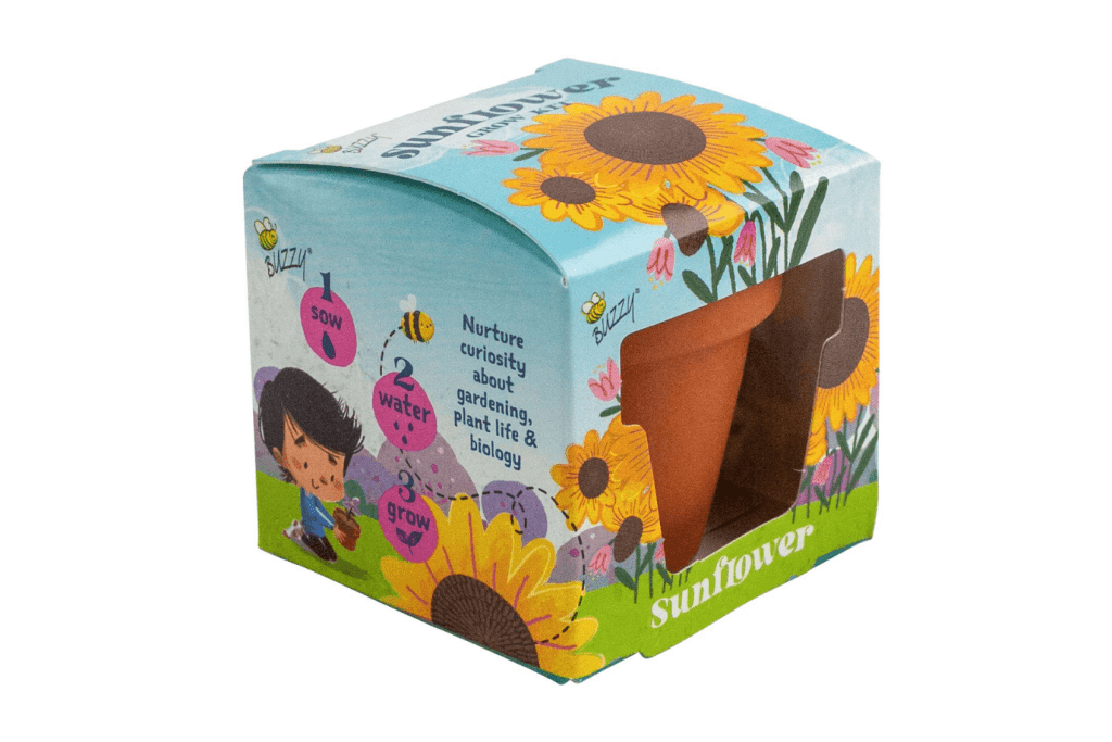 Buzzy Seeds grow kits, Buzzy seeds sunflower kit, kids plant flower growing kit, Toronto, Canada, Flower Starter Kit for Kids & Adults, Mini Sunflower 6-Pack, Guaranteed to Grow, Best Indoor-Outdoor Gardening Gift