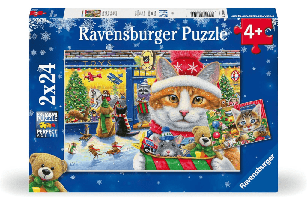 Christmas Kitties - 2 x 24 Piece Puzzles, Ravensburger, Christmas puzzles, Christmas gifts for 4 years and up, gifts for cat lovers, The Montessori Room, Toronto, Ontario, Canada. 