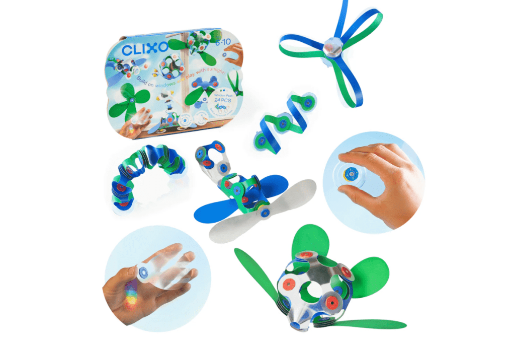 Clixo - Grip & Stick Set (24pcs), Window Pack, magnetic toys, best travel toys, STEM toys, building toys, The Montessori Room, Toronto, Ontario, Canada. 