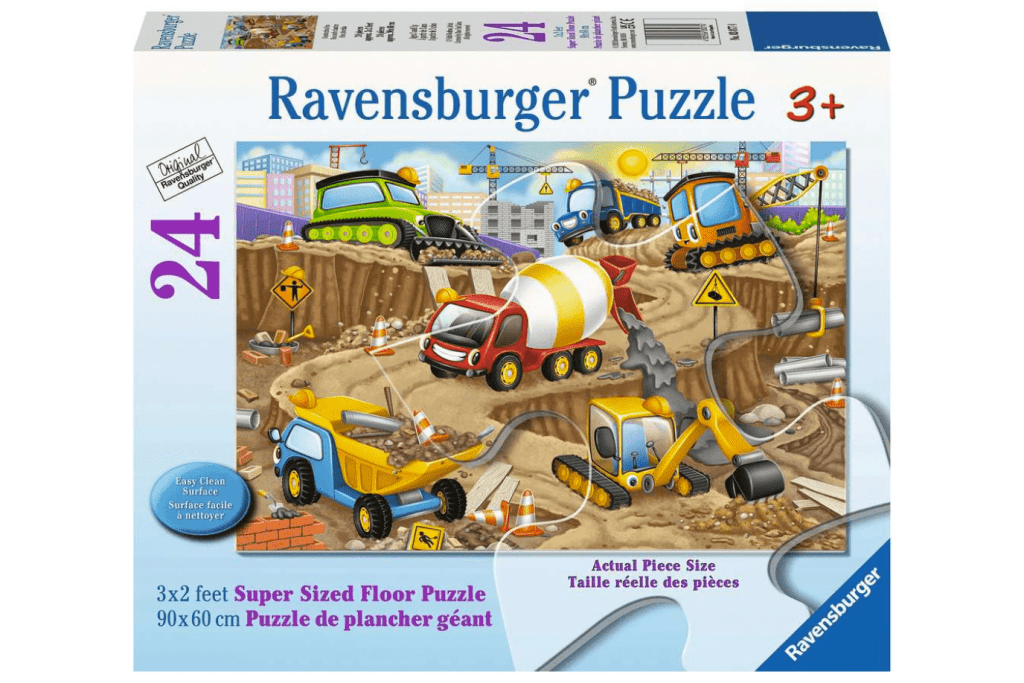 Ravensburger Puzzle Construction Fun - 24pc Floor Puzzle, floor puzzles for kids, best floor puzzles, high-quality floor puzzles, 3 years and up, Super sized floor puzzle, The Montessori Room, Toronto, Ontario, Canada. 
