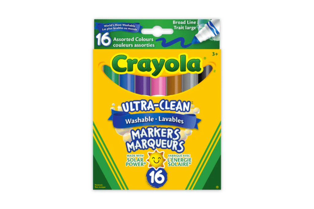 Crayola Ultra-Clean Washable Broad Line Markers (16 Count), crayola markers toronto, art supplies toronto, kids arts and crafts supplies toronto, crayola markers toronto, crayola markers canada, art supplies for 3 year olds, four year olds, five year olds, six year olds, 