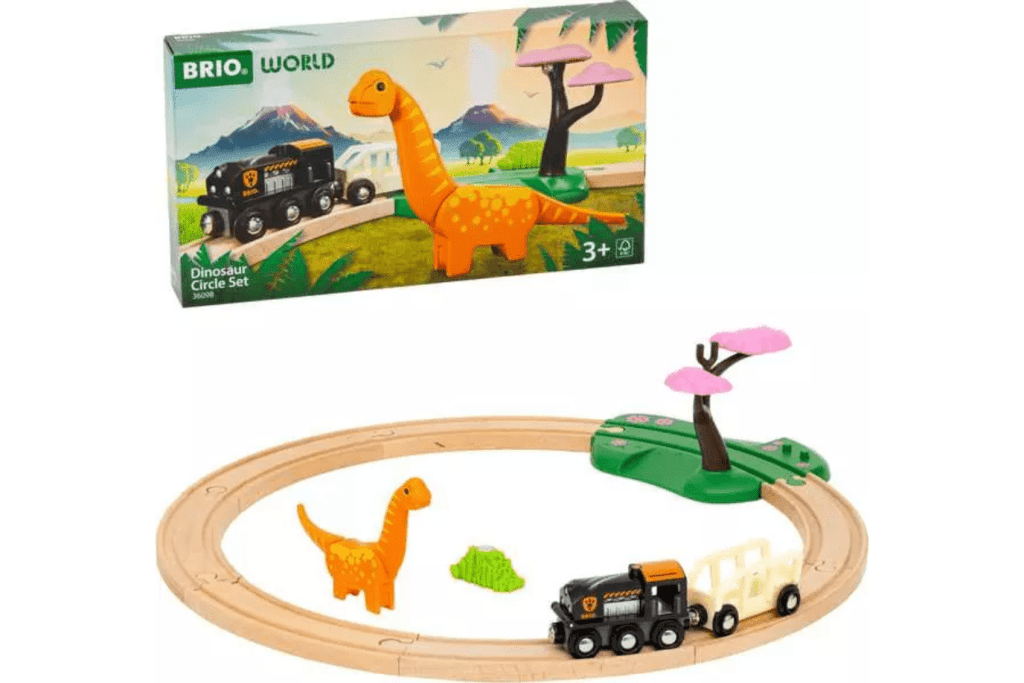 BRIO World Train Set Dinosaur Circle Set, wooden train sets, wooden train set accessories, best wooden train sets, high quality wooden train sets, best gifts for kids, The Montessori Room, Toronto, Ontario, Canada. 