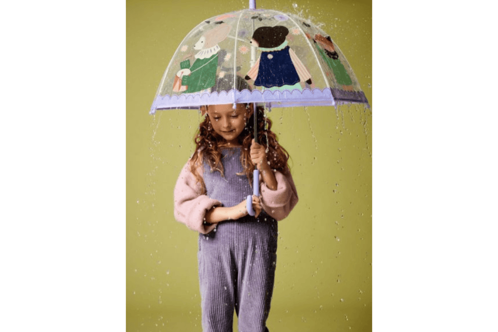 Djeco Child holding a transparent umbrella with bears