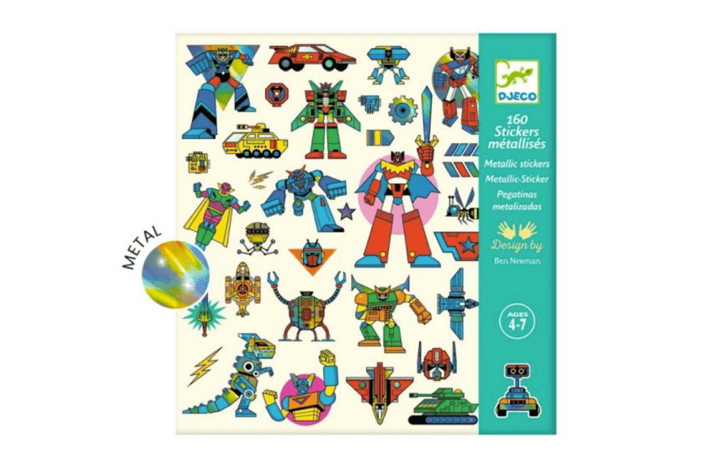 Djeco Metallic Stickers / Robots #CO 10#, Robot stickers for kids, Toronto, Canada
