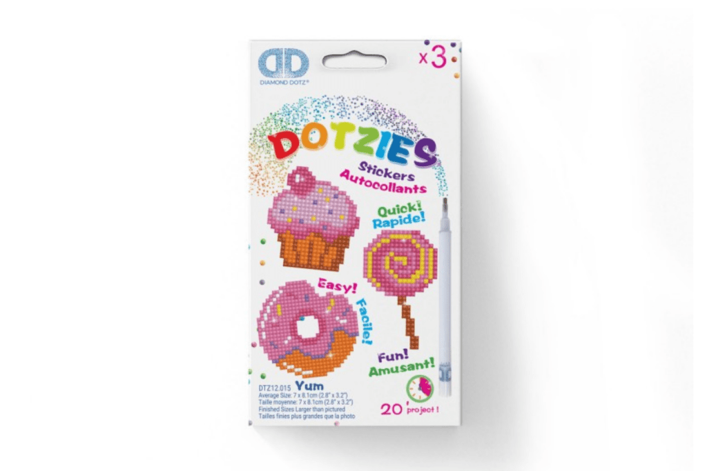 Diamond Dots DOTZIES Stickers - Yum, crystal dot art, crystal dot kit, crystal dots, dot art, art kits for an 8 year old, art kits for a 9 year old, craft kits for a 10 year old, Toronto, Canada, Dotzies Canada