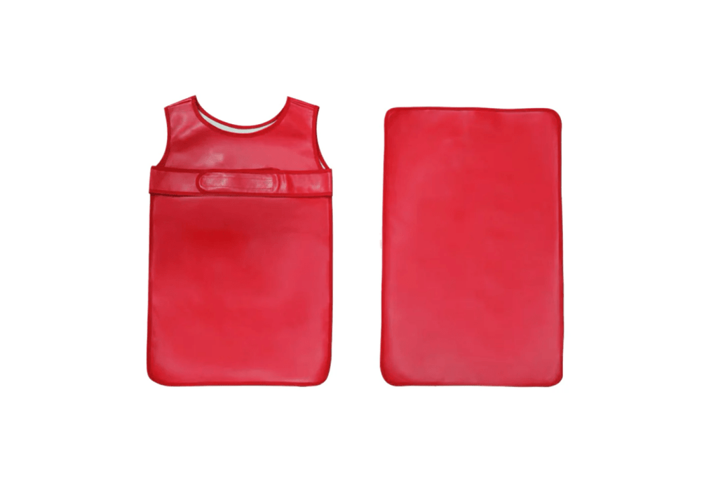 Easy-Fasten Water-Resistant Toddler Apron, toddler art apron, aprons for toddlers, aprons for preschool, aprons for messy play, Montessori classroom packages, The Montessori Room, Toronto, Ontario, Canada. 