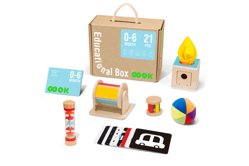 The Play Kits by Lovevery, Lovevery, Montessori toy subscription, buy Lovevery item individually, Lovevery Canada, Lovevery in store, The Looker Play Kit, 0 - 12 Weeks, The Senser Play Kit, 5 - 6 Months, The Charmer Play Kit, 3 - 4 Months,  The Montessori Room, Toronto, Ontario, Canada. 