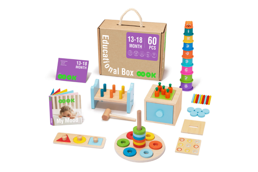 The Play Kits by Lovevery, Lovevery, Montessori toy subscription, buy Lovevery item individually, Lovevery Canada, Lovevery in store, The Babbler Playkit, Months 13 - 15, The Adventurer Playkit, Months 16 - 18, The Montessori Room, Toronto, Ontario, Canada. 