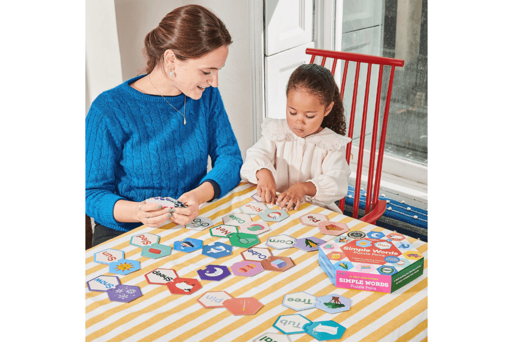 eeBoo Simple Words Hexagon Puzzle Pairs