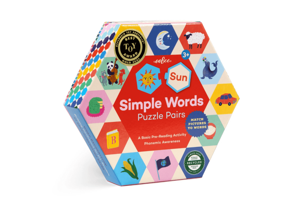 eeBoo Simple Words Hexagon Puzzle Pairs I The Montessori Room