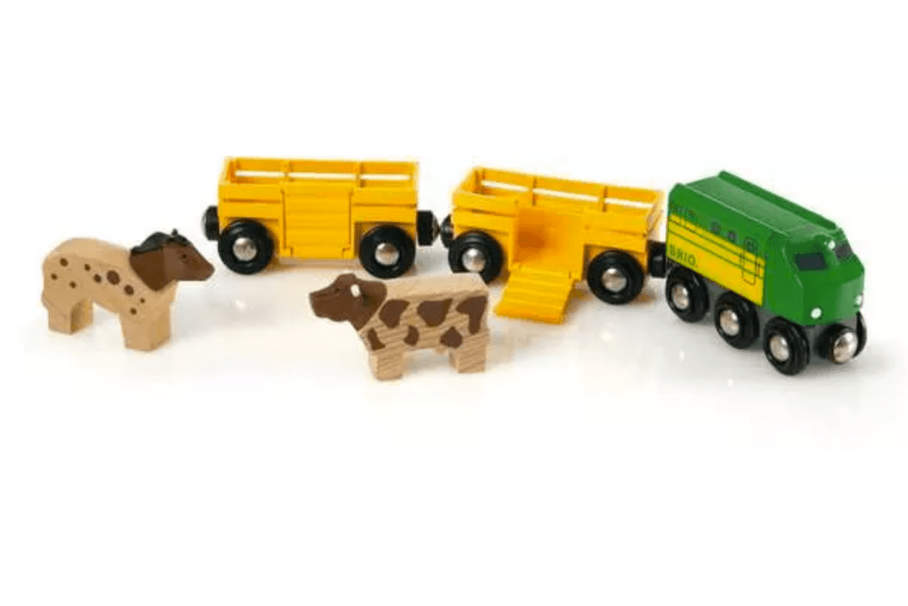 Farm Train, Brio, Wooden train sets, best wooden train sets, wooden train accessories, best gifts for train lovers, The Montessori Room, Toronto, Ontario, Canada. 