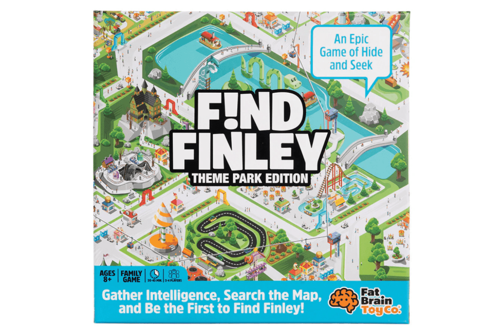 Find Finley: Theme Park Edition, Outset Media, Fat Brain Toys, family board games, board games for 8 years and up, games for the whole family, hide and seek games, The Montessori Room, Toronto, Ontario, Canada. 