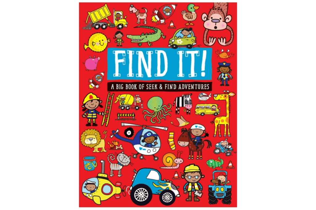 Find It! Activity Book By John A. Abbott, Lara Ede, Stuart Lynch and Make Believe Ideas, Activity books for kids, children&#39;s activity books, activity books for travel, look and find books, find it books, Toronto, Canada
