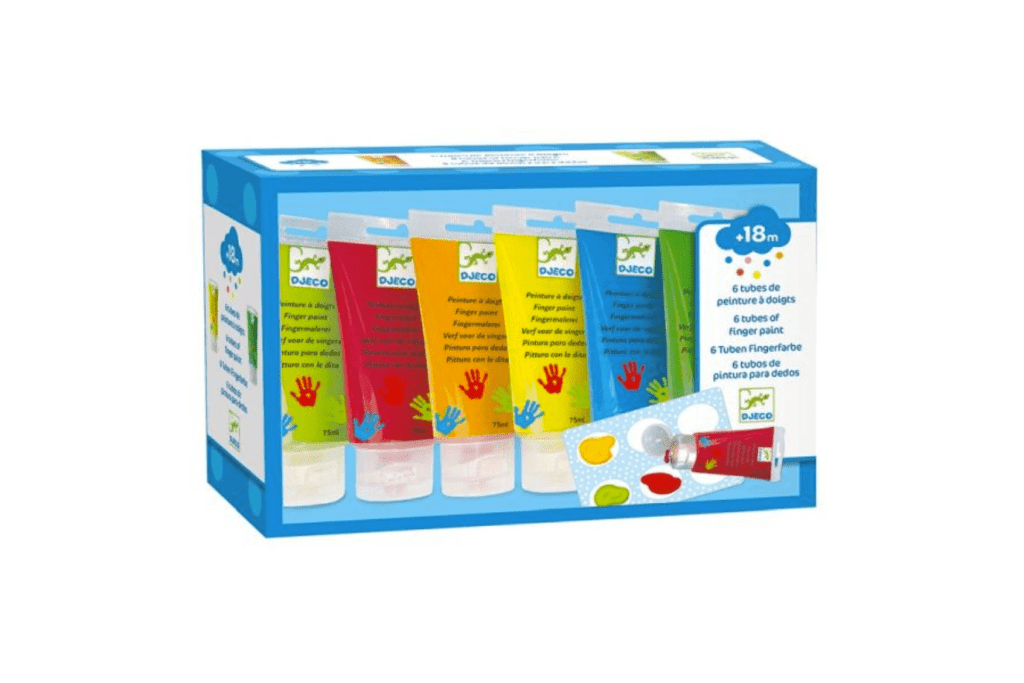Djeco Finger Paint Tubes, set of 6, 18 months and up, non-toxic paint for toddlers, non-toxic finger paint, washable finger paint, The Montessori Room, Toronto, Ontario, Canada. 