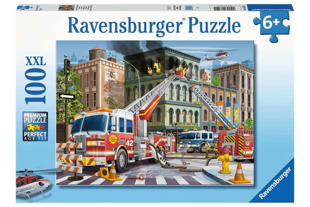 Fire Truck Rescue - 100pc Puzzle, Ravensburger, best jigsaw puzzles, high quality puzzles for kids, fire truck puzzles, The Montessori Room, Toronto, Ontario, Canada. 