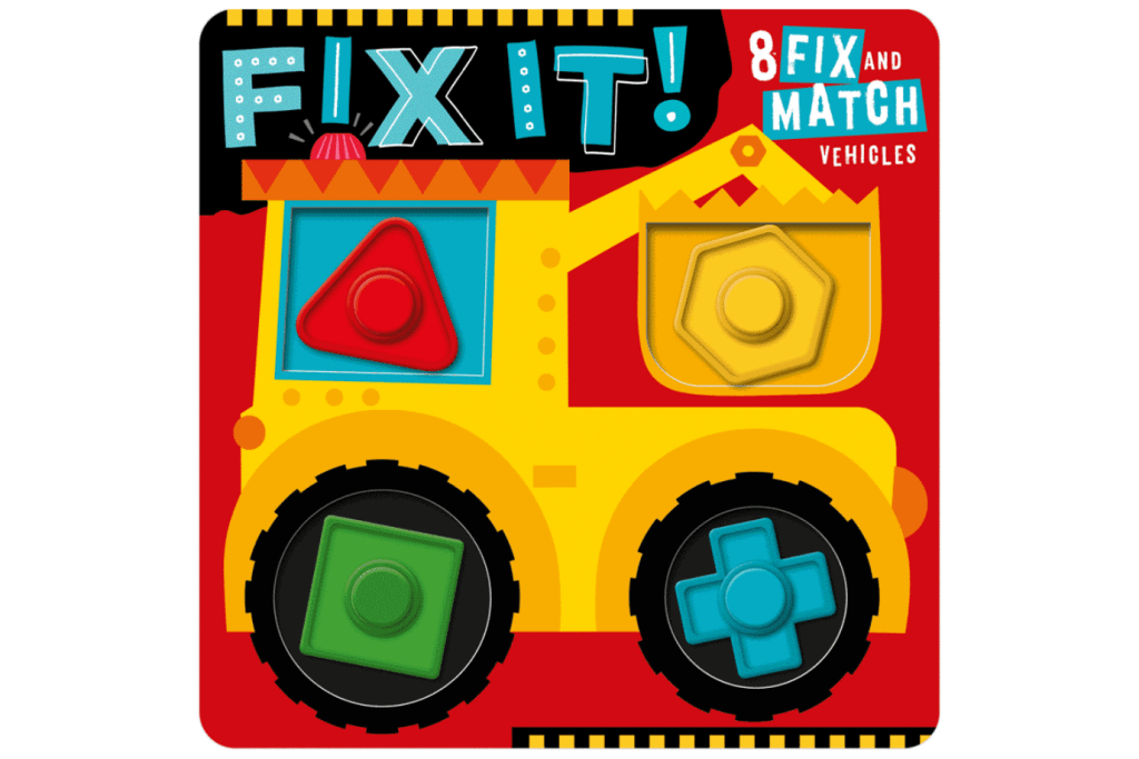 Fix It! Board Book, Make Believe Ideas, board books about vehicles, interactive books for preschoolers, best gifts for little car lovers, The Montessori Room, Toronto, Ontario, Canada.