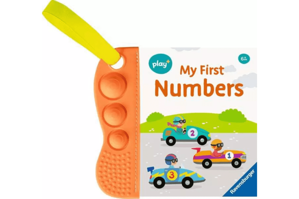 Flip &amp; Pop First Numbers Book, Ravensburger, Play+, board books for babies, board books for toddlers, travel toys for infants, travel toys for toddlers, pop-its for babies, The Montessori Room, Toronto, Ontario, Canada. 