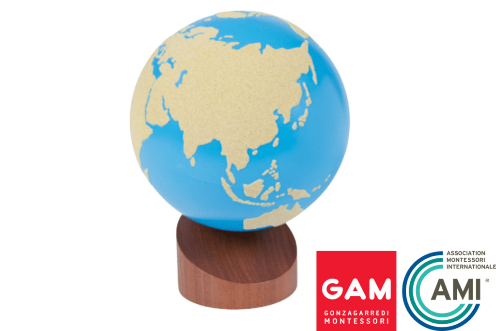 GAM - Globe Of Land & Water: Sandpaper, Montessori Culture materials, Montessori Geography materials, Montessori classroom materials, AMI-certified Montessori materials, GAM, Montessori classroom packages, The Montessori Room, Toronto, Ontario, Canada. 