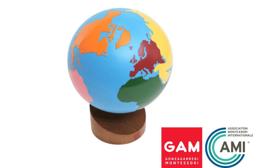 GAM - The Coloured Globe of the Continents, Montessori Culture materials, Montessori Geography materials, Montessori classroom materials, AMI-certified Montessori materials, GAM, Montessori classroom packages, The Montessori Room, Toronto, Ontario, Canada. 