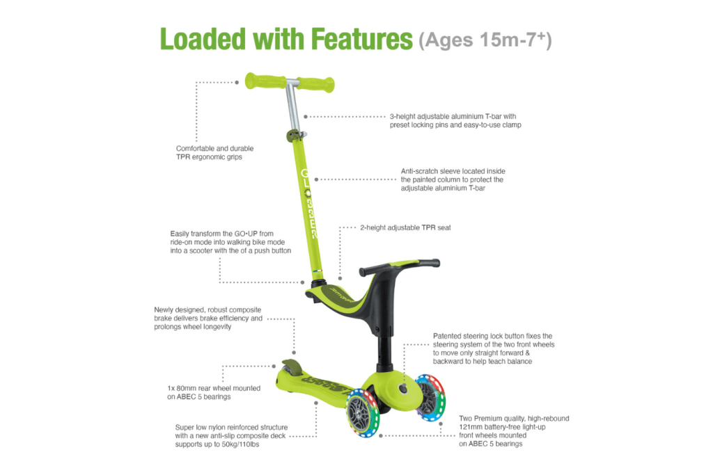 Globber GO-UP 4-in-1 Scooter (5 Colours Available)