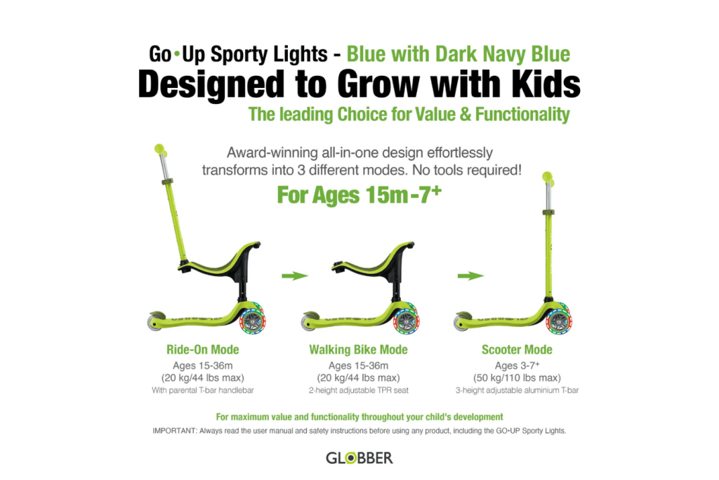 Globber GO-UP 4-in-1 Scooter (5 Colours Available)