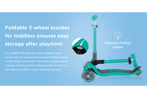 Globber Junior Foldable Scooters - 3 Wheel Scooter for Toddlers