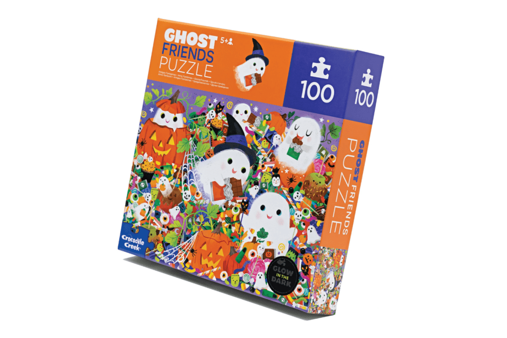 Glow in the Dark Ghost Friends (100 Piece Puzzle), Crocodile Creek, Halloween Puzzle, jigsaw puzzles for kids, The Montessori Room, Toronto, Ontario, Canada.