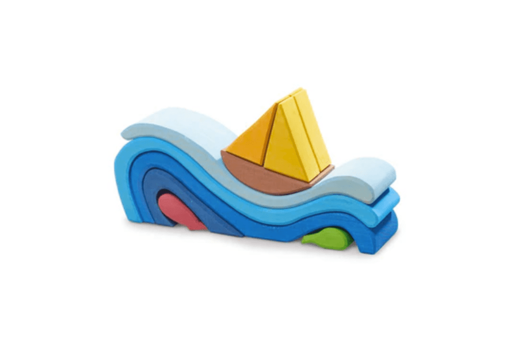 Gluckskafer Wave Boat, 2 years and up, wooden toys, open-ended toys, building toys, imagination toys, best toys, The Montessori Room, Toronto, Ontario, Canada, made in Europe toys