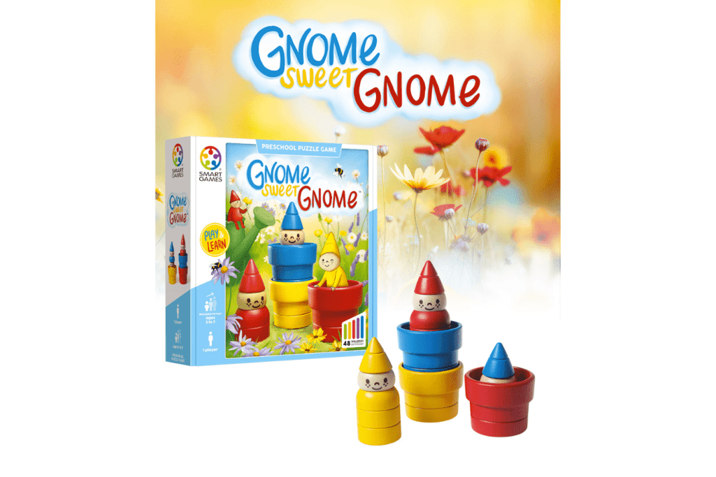 SmartGames Gnome Sweet Gnome, board games for 3 year olds, 4 year olds, 5 year olds, 6 year olds, best games for kids, family game night with little kids, Toronto, Canada