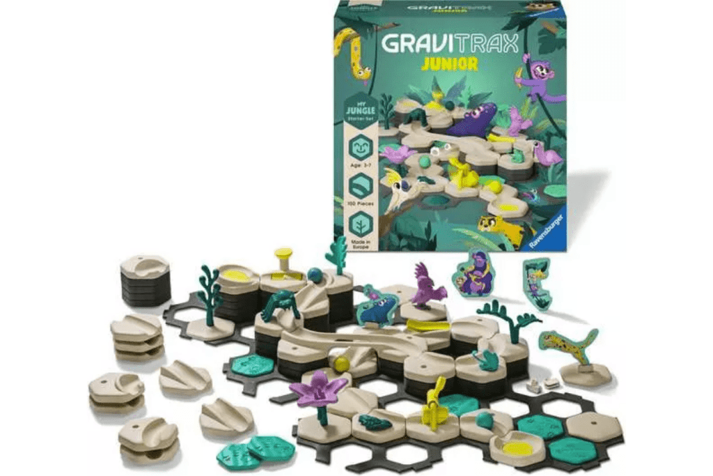 GraviTrax Junior: My Jungle Starter Set, Ravensburger, marble run toys, best toys for preschoolers, The Montessori Room, Toronto, Ontario, Canada. 