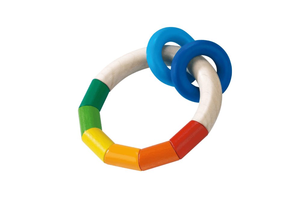 Kringelring Wooden Baby Rattle, HABA Clutch Toy, toys for babies, best toys for babies, wooden toys for babies, favourite toys for baby, toys for infants, best toys for infants, best gifts for infants, The Montessori Room, Toronto, Ontario, Canada. 