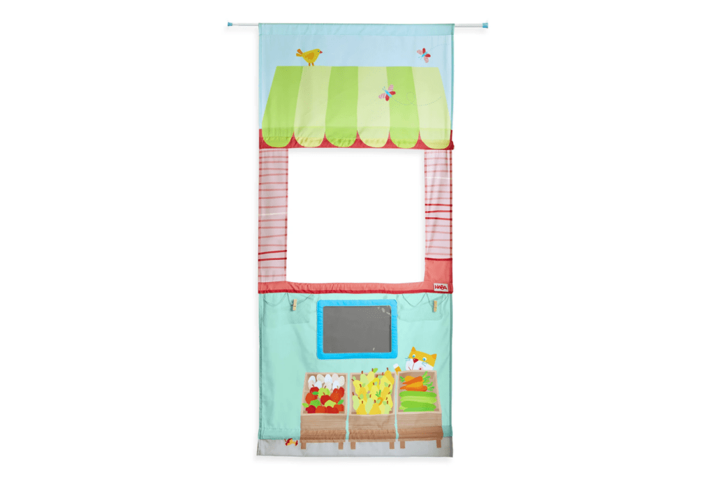 Haba Hanging Doorway Play Store, Haba Toronto, Haba Puppet Theatre, Haba play store, pretend grocery store for kids, pretend shop for kids, Toronto, Canada