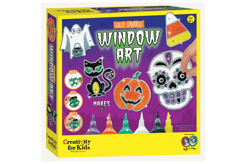 Halloween Easy Sparkle Window Art, Creativity for Kids, Halloween crafts, Halloween decorations for kids, The Montessori Room, Toronto, Ontario, Canada. 