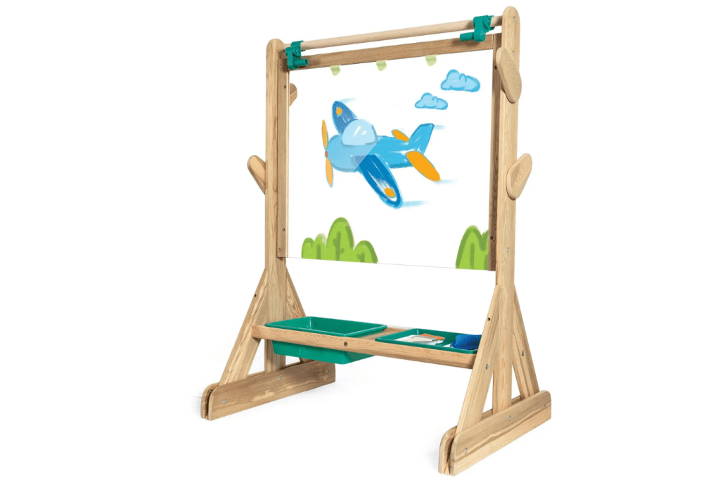 Hape Outdoor Art Easel, 3 years and up, outdoor art materials, creative expression outdoors, easel for outdoor spaces, Montessori easel, The Montessori Room, Toronto, Ontario, Canada. 