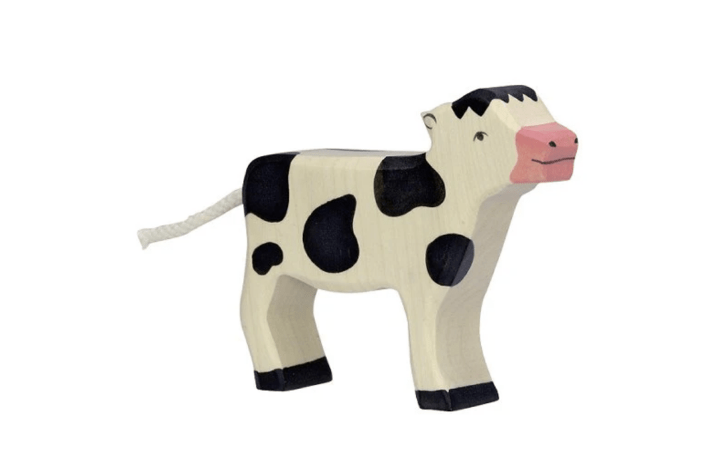 Holztiger Calf (Standing, Black) TOronto, Holztiger animals Toronto, wooden animals, best wooden animals, toys made in Europe, wooden cow, Toronto, Canada
